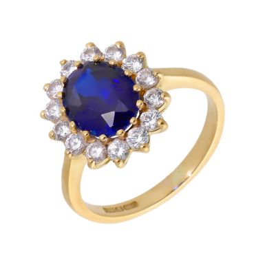 Pre-Ownd 18ct Synthetic Sapphire & Cubic Zirconia Cluster Ring