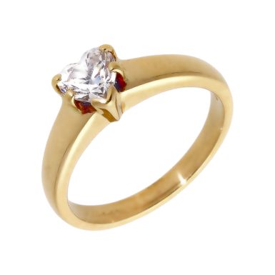 Pre-Owned 14ct Yellow Gold Cubic Zirconia Heart Solitaire Ring