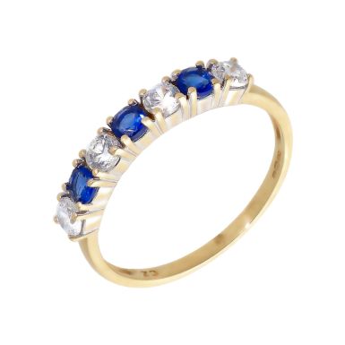 Pre-Owned 9ct Gold Blue & White Cubic Zirconia Eternity Ring