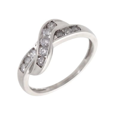 Pre-Owned 9ct White Gold 0.50 Carat Diamond Wave Dress Ring
