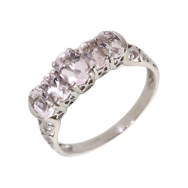 Pre-Owned 9ct White Gold 5 Stone Morganite Dress Ring