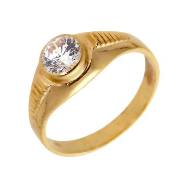 Pre-Owned High Carat Cubic Zirconia Solitaire Style Signet Ring