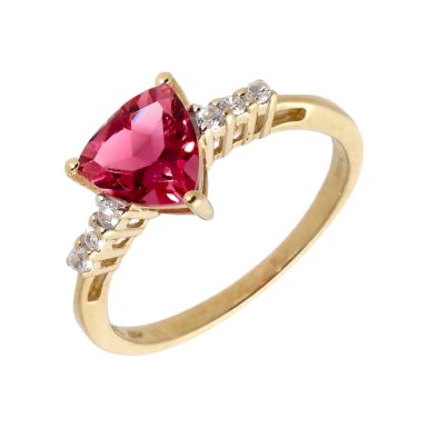 Pre-Owned 9ct Gold Pink Quartz & Spinel Solitaire Dress Ring