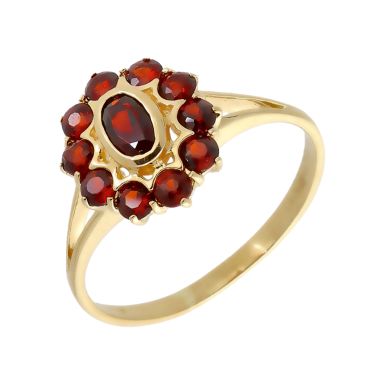 Pre-Owned 18ct Yellow Gold Garnet Cluster Ring