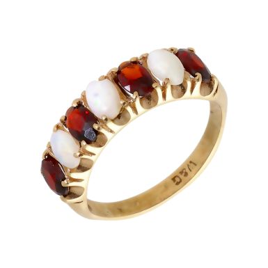 Pre-Owned 9ct Yellow Gold Garnet & Opal Dress Ring