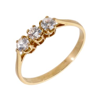 Pre-Owned 9ct Yellow Gold Cubic Zirconia Trilogy Ring