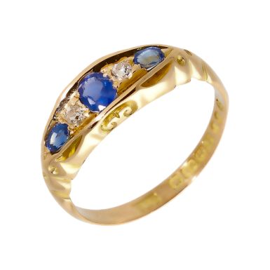 Pre-Owned Vintage 1910 18ct Gold Sapphire & Diamond Dress Ring