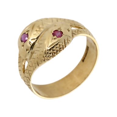Pre-Owned 9ct Yellow Gold Gemstone Set Double Snake Dress Ring