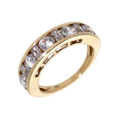 Pre-Owned 9ct Yellow Gold Cubic Zirconia Half Eternity Band Ring