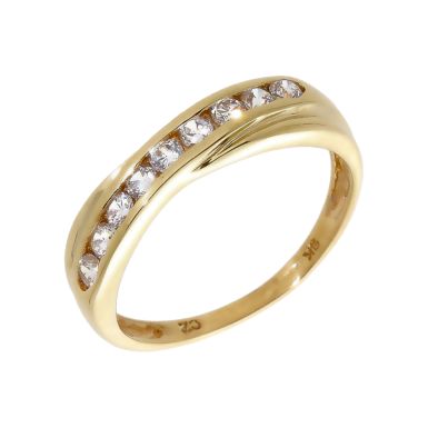 Pre-Owned 9ct Yellow Gold Cubic Zirconia Crossover Dress Ring