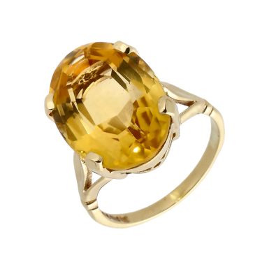 Pre-Owned 9ct Yellow Gold Yellow Quartz Solitaire Dress Ring