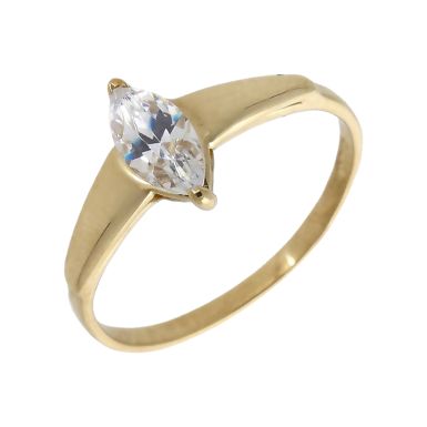 Pre-Owned 14ct Yellow Gold Marquise Shaped Cubic Zirconia Ring