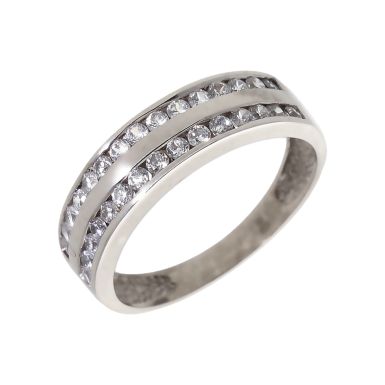 Pre-Owned 9ct White Gold Double Row Cubic Zirconia Eternity Ring