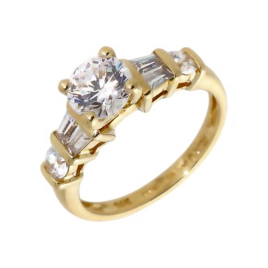 Pre-Owned 14ct Yellow Gold Cubic Zirconia Solitaire Dress Ring