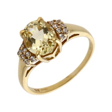 Pre-Owned 9ct Gold Yellow & White Quartz Dress Ring