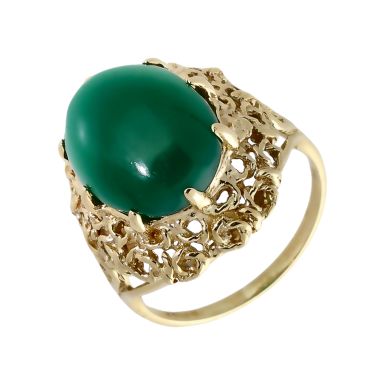 Pre-Owned 9ct Yellow Gold Jade Solitaire Dress Ring