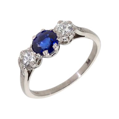 Pre-Owned Platinum Sapphire & Diamond Trilogy Ring