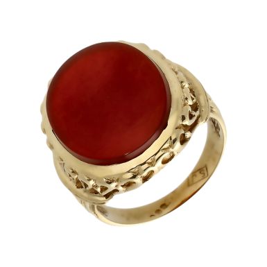 Pre-Owned 9ct Yellow Gold Oval Carnelian Signet Ring