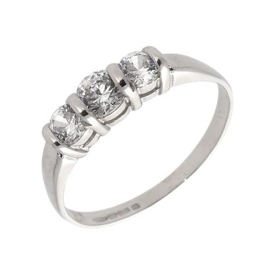 Pre-Owned 9ct White Gold Cubic Zirconia Trilogy Ring
