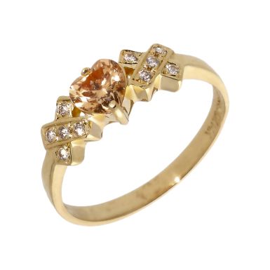 Pre-Owned 14ct Yellow Gold Morganite Heart Dress Ring
