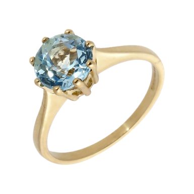 Pre-Owned 9ct Gold Synthetic Blue Spinel Solitaire Dress Ring