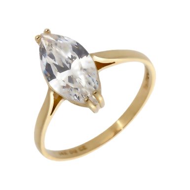 Pre-Owned 14ct Gold Cubic Zirconia Marquise Solitaire Ring