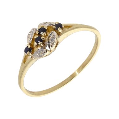 Pre-Owned 9ct Yellow Gold Sapphire & Diamond Set Dress Ring