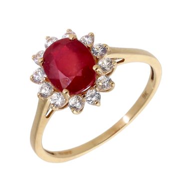 Pre-Owned 9ct Yellow Gold Ruby & Spinel Cluster Ring