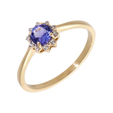 Pre-Owned 9ct Gold Tanzanite & Cubic Zirconia Cluster Ring