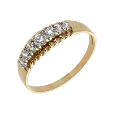 Pre-Owned 9ct Gold Cubic Zirconia Set Twist Edged Dress Ring