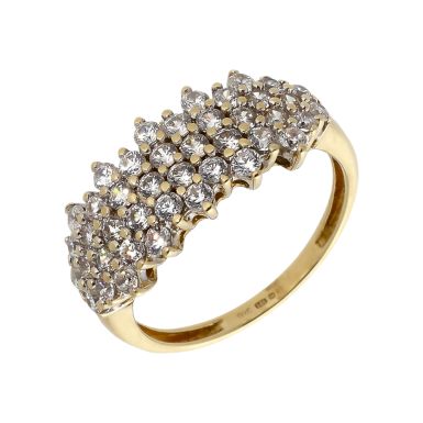 Pre-Owned 14ct Yellow Gold Cubic Zirconia Cluster Ring