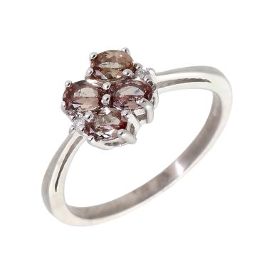 Pre-Owned 9ct White Gold Tourmaline & Diamond Cluster Dress Ring