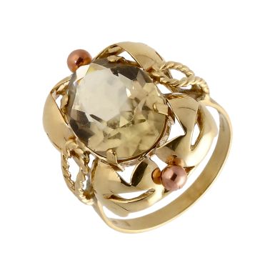 Pre-Owned 9ct Yellow & Rose Gold Oval Quartz Dress Ring