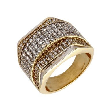 Pre-Owned 9ct Gold Cubic Zirconia Set Signet Style Dress Ring