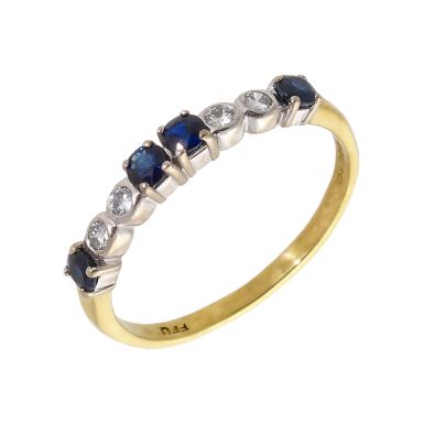 Pre-Owned 18ct Gold Sapphire & Diamond Half Eternity Ring