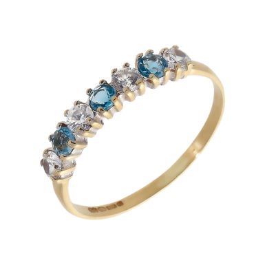 Pre-Owned 9ct Gold Blue Topaz & Cubic Zirconia Eternity Ring