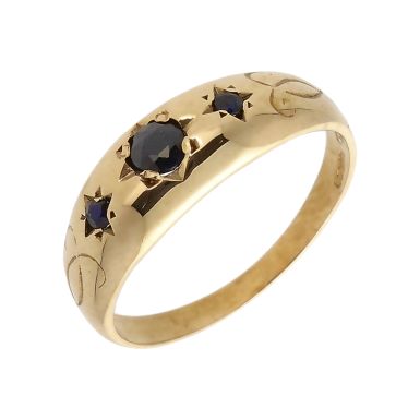 Pre-Owned Vintage 1984 9ct Yellow Gold Sapphire Trilogy Ring