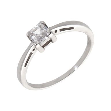 Pre-Owned 9ct White Gold Square Cubic Zirconia Solitaire Ring