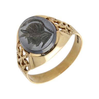 Pre-Owned Vintage 1986 9ct Gold Haematite Signet Ring