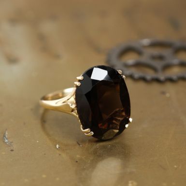 Pre-Owned Vintage Style 9ct Gold Smokey Quartz Dress Ring