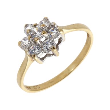 Pre-Owned 9ct Yellow Gold Cubic Zirconia Cluster Ring