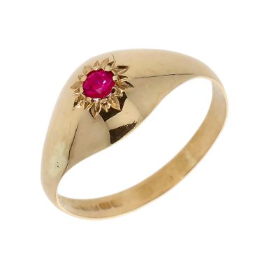 Pre-Owned Vintage 1970 9ct Gold Ruby Solitaire Dress Ring