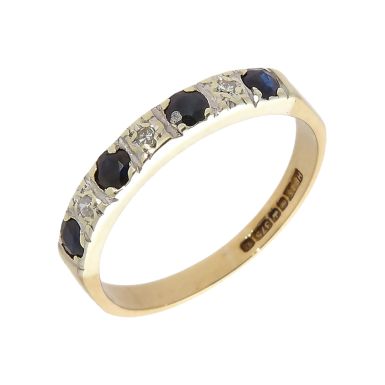 Pre-Owned Vintage 1978 9ct Gold Sapphire & Diamond Eternity Ring