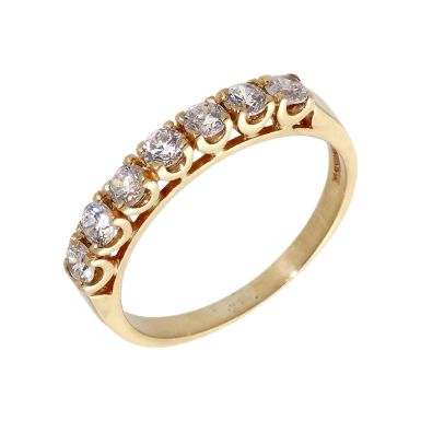 Pre-Owned 9ct Yellow Gold Cubic Zirconia Half Eternity Ring
