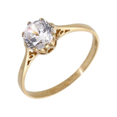 Pre-Owned 9ct Yellow Gold Cubic Zirconia Solitaire Ring