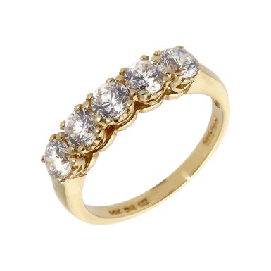 Pre-Owned 14ct Yellow Gold Cubic Zirconia 5 Stone Eternity Ring