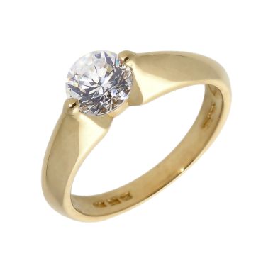 Pre-Owned 14ct Yellow Gold Cubic Zirconia Solitaire Ring