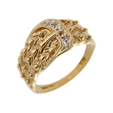 Pre-Owned 9ct Gold Diamond Set Buckle Keeper Ring