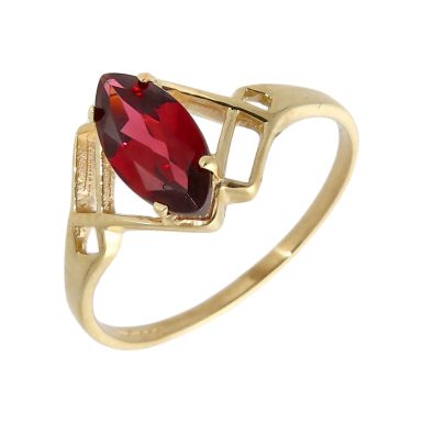 Pre-Owned 9ct Yellow Gold Marquise Garnet Solitaire Dress Ring