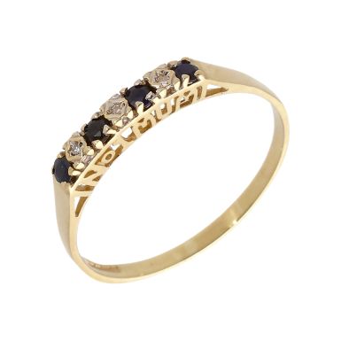 Pre-Owned 9ct Gold Sapphire & Diamond No.1 Mum Eternity Ring